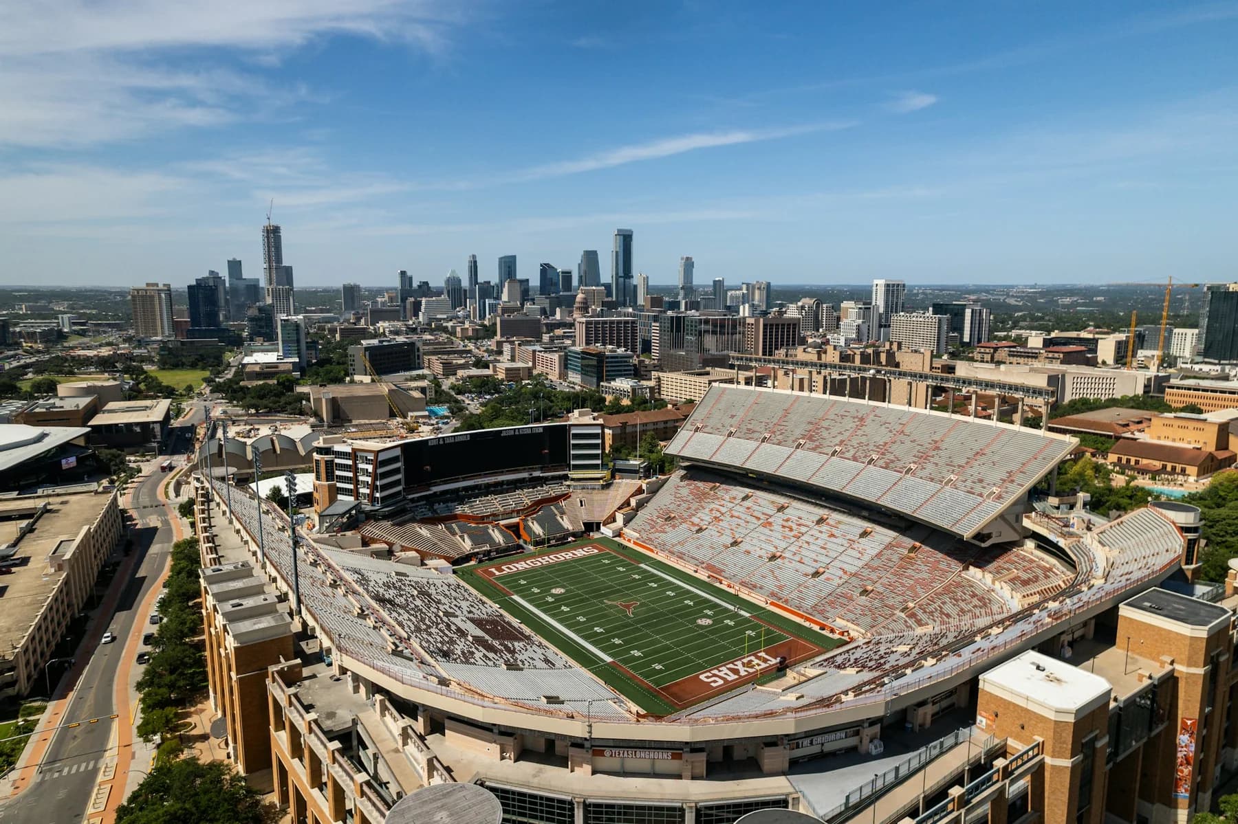 DKR stadium with downtown Austin in the background